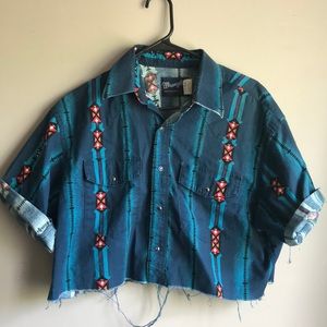 Retro wrangler cropped button up